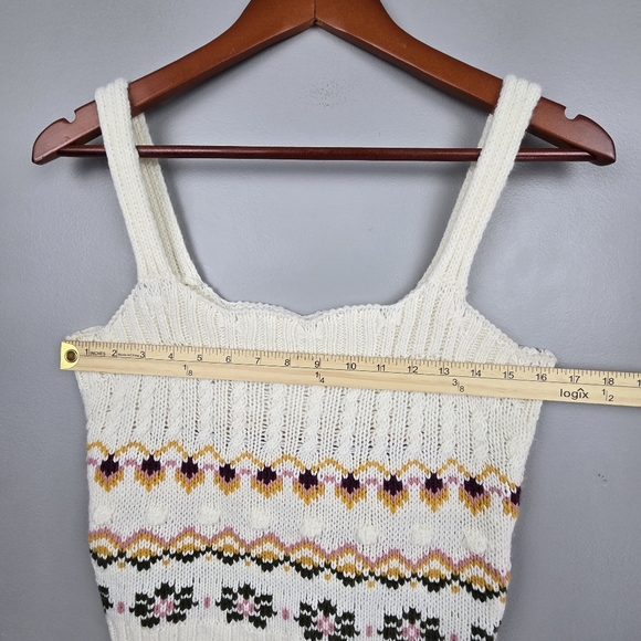BLU PEPPER COZY LIFE Knit Sweater Cropped Tank Top Cream Multicolor Women Size M - Picture 5 of 9